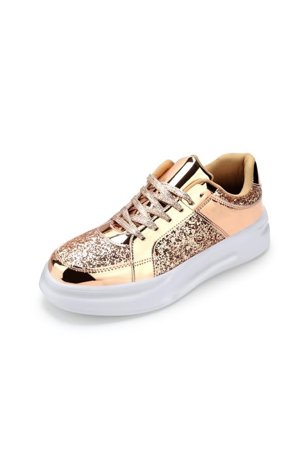 Kivors Baskets tendance à paillettes pour femme - Chaussures de marche à lacets - Tennis - Chaussures de course à pied, Paill
