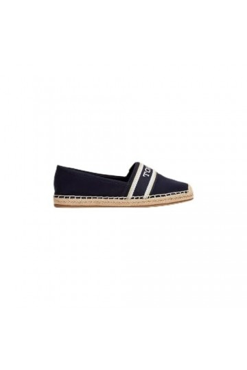 Tommy Hilfiger Femme Espadrilles Plates en Toile Mono, Space Blue, 38 EU