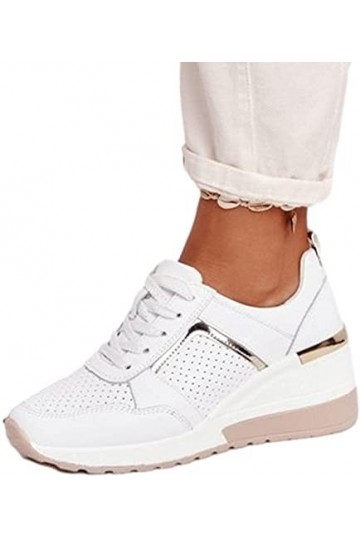 Yagerty Chaussures de Marche pour Femmes Talon compensé à Semelles épaisses Maille Respirante Tennis Baskets décontractées Mo