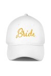 SATINIOR Chapeaux de mariée brodés réglables pour enterrement vie jeune fille, casquette baseball Broderie blanche et dorée, 