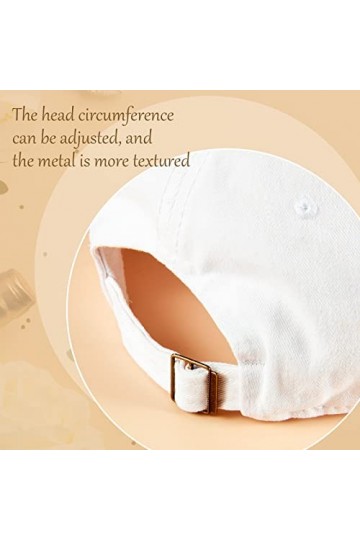 SATINIOR Chapeaux de mariée brodés réglables pour enterrement vie jeune fille, casquette baseball Broderie blanche et dorée, 