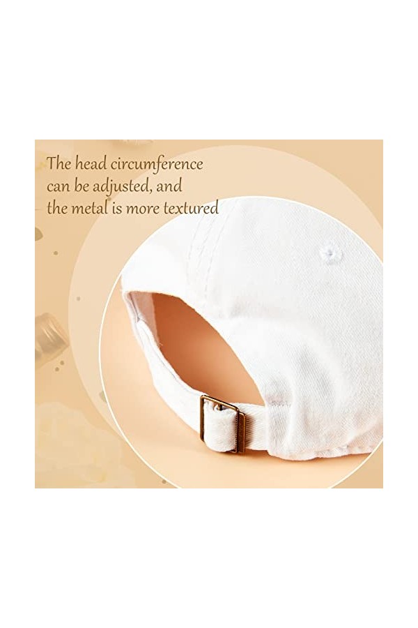 SATINIOR Chapeaux de mariée brodés réglables pour enterrement vie jeune fille, casquette baseball Broderie blanche et dorée, 