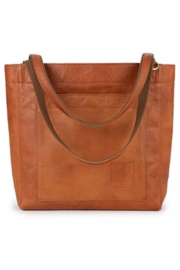 Berliner Bags Vintage Sac à Main en Cuir Seville, Shopper Cabas Tote pour Femme - Marron