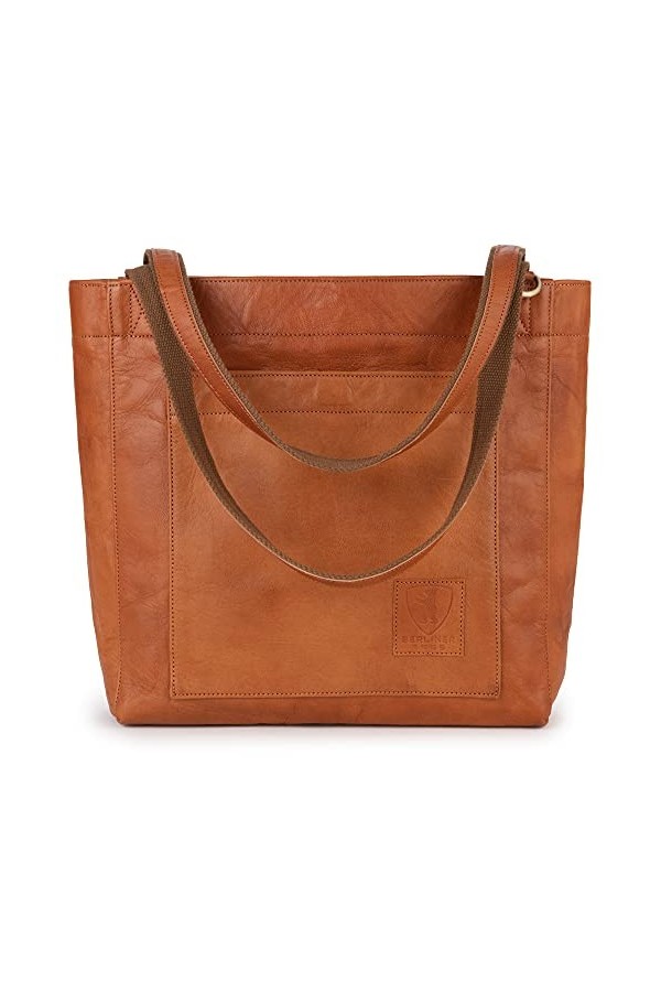 Berliner Bags Vintage Sac à Main en Cuir Seville, Shopper Cabas Tote pour Femme - Marron