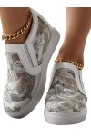 Minetom Femme Baskets Compensées Montante Sneakers Tennis Chaussures Casuel Toile Slip on Mesh Broderie Fleur Légère Chaussur