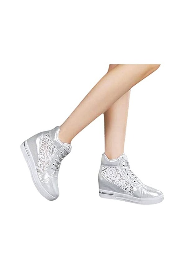 Dasongff Femmes Baskets Mode Respirantes À lintérieur Augmentation, Dentelle Antidérapant Confortables Compensé Chaussure à 