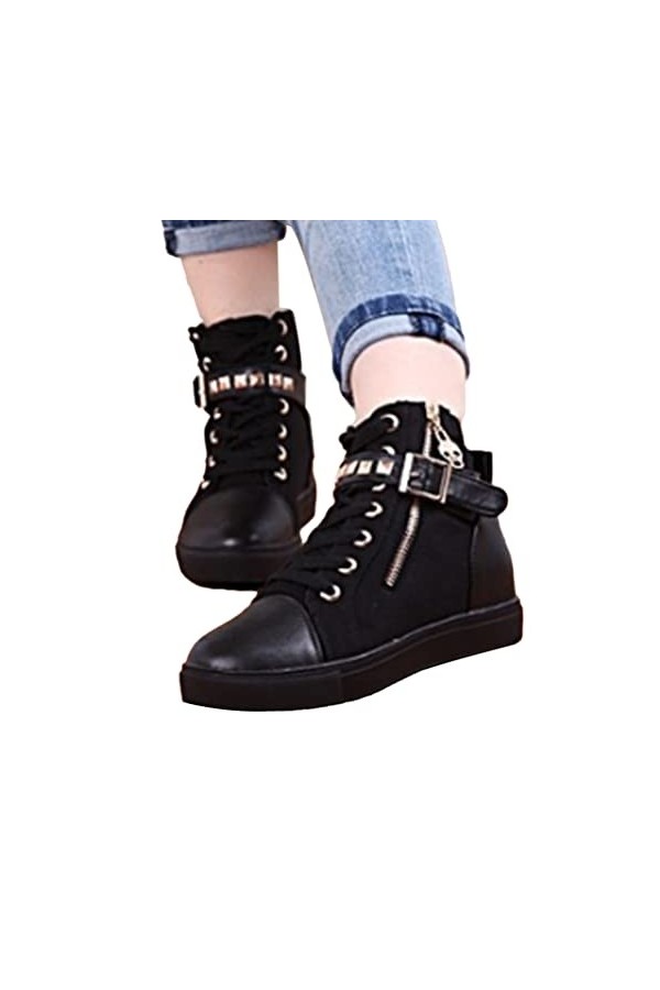 Onsoyours Femme Plate Baskets Printemp et Automne Chaussures Montantes Chaussures Décontractées Bout Rond Chaussures en Toile