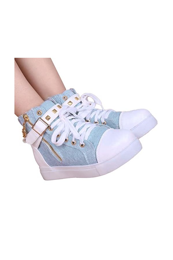 Onsoyours Femme Plate Baskets Printemp et Automne Chaussures Montantes Chaussures Décontractées Bout Rond Chaussures en Toile