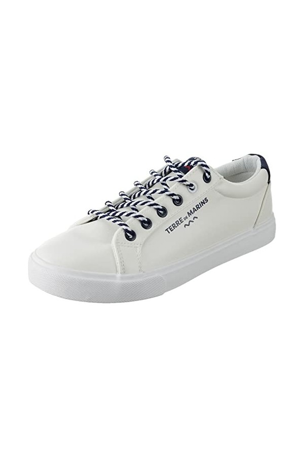 TERRE DE MARINS Femme Minor Basket, Blanc-Marine, 37 EU