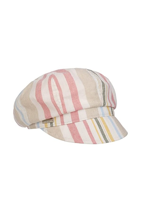 Seeberger Casquette Gavroche Summer Stripes Casquette en Coton Casquette Newsboy Taille Unique - Rose 