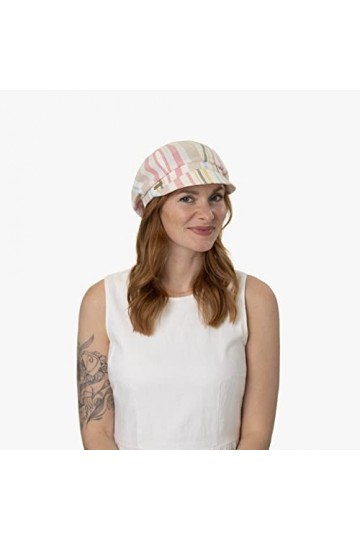 Seeberger Casquette Gavroche Summer Stripes Casquette en Coton Casquette Newsboy Taille Unique - Rose 