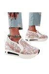 higyee Baskets en Dentelle pour Femme,Baskets compensées à la Mode | Chaussures Respirantes décontractées à Enfiler pour la M