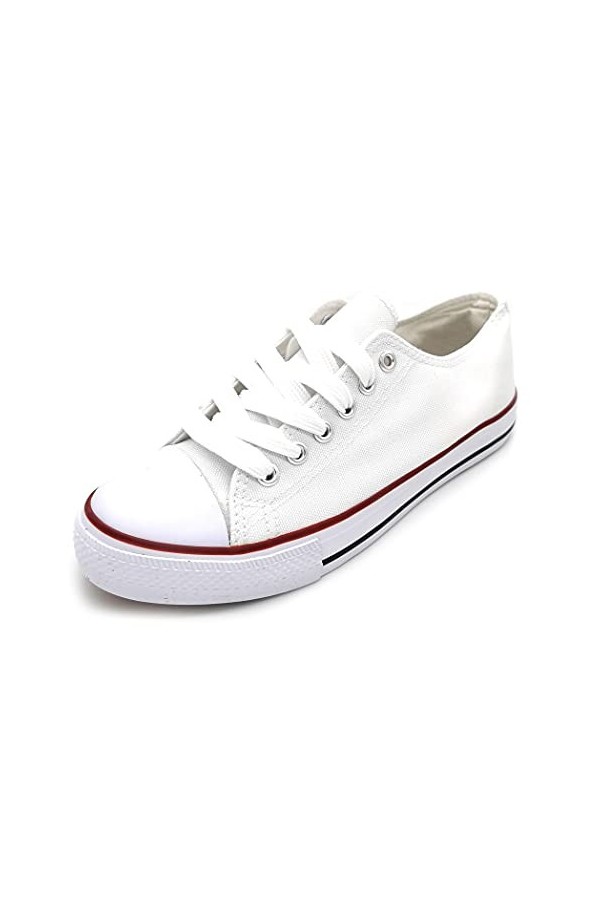 P&L Basket Toile Femme Low Top Chunkyrayan Tennis Basses en Textile Semelle Caoutchouc 3188 White 37