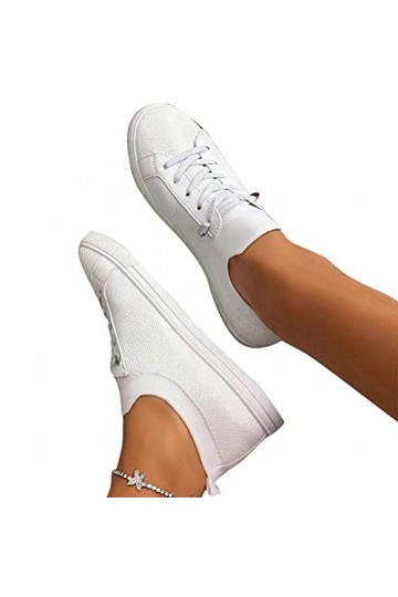 ORANDESIGNE Femmes Casual Toile Chaussures Bout Rond Espadrilles Loisir Flâneur Chaussures Baskets Sneakers À Lacets Baskets 