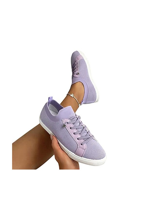 ORANDESIGNE Femmes Casual Toile Chaussures Bout Rond Espadrilles Loisir Flâneur Chaussures Baskets Sneakers À Lacets Baskets 
