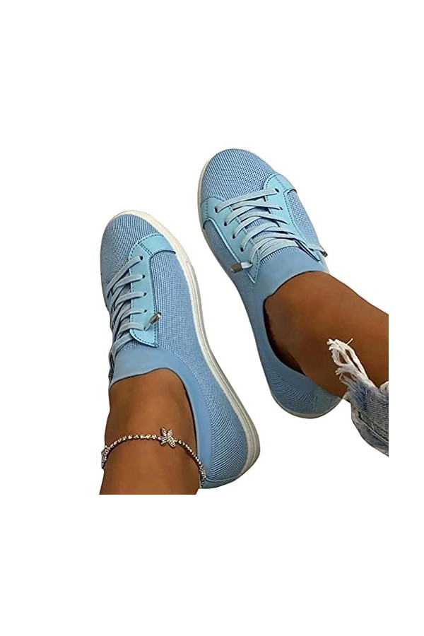 ORANDESIGNE Femmes Casual Toile Chaussures Bout Rond Espadrilles Loisir Flâneur Chaussures Baskets Sneakers À Lacets Baskets 
