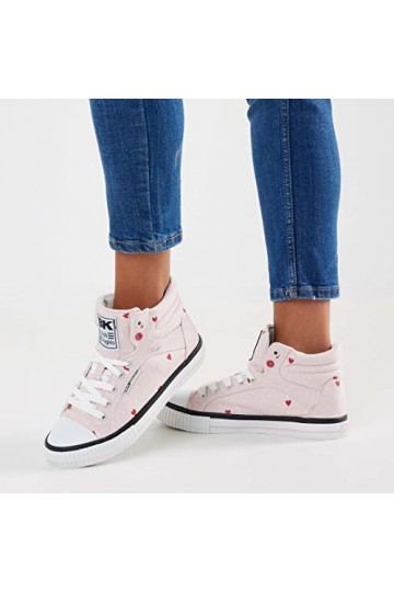 British Knights Femme Dee Basket, Fleurs Roses et cœurs Rouges, 37 EU