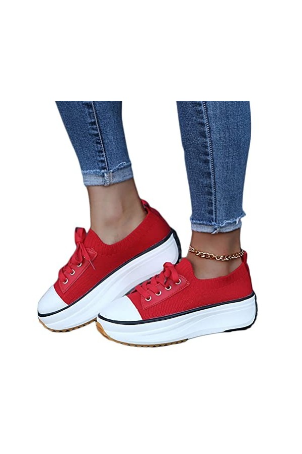 Onsoyours Baskets Plateforme Chaussures de Toile Femme Baskets Plateforme Chaussure de Sport Marche Fitness Sneakers Basses P