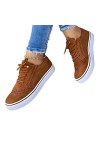Onsoyours Chaussures Décontractées pour Femme Printemps Chaussures Plates Lacets Confortables Couleur Unie Chaussures Vulcani