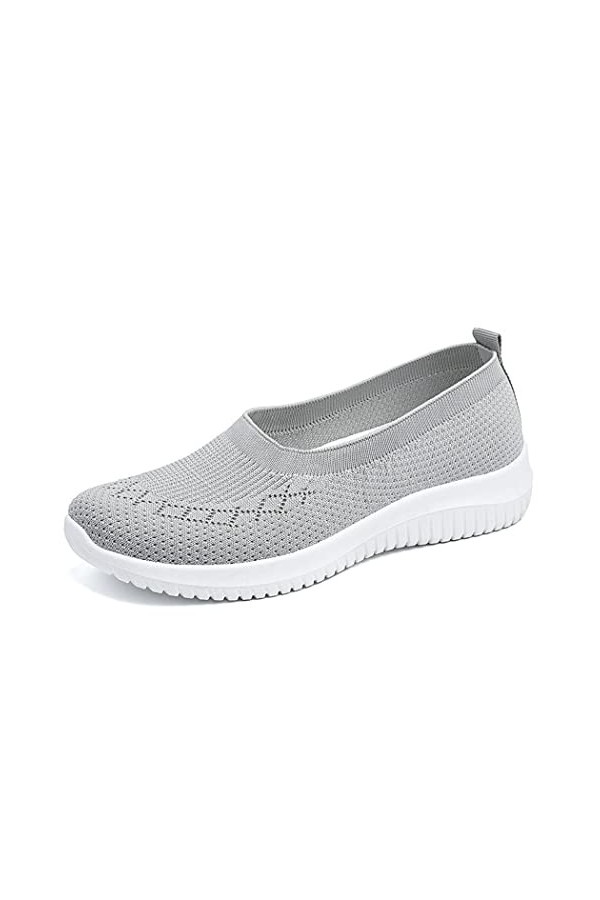 LYBANG Femmes Nouveau Style Casual Chaussures de Marche sans Lacets Semelle Souple Confortable léger Mesh Respirant Fitness S