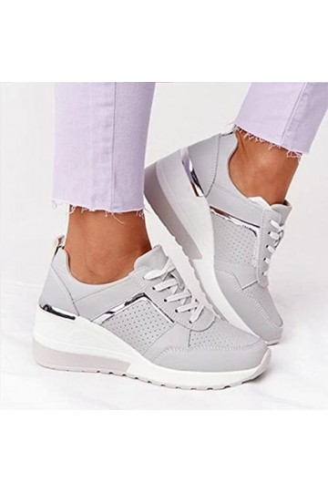 Yagerty Chaussures de Marche pour Femmes Talon compensé à Semelles épaisses Maille Respirante Tennis Baskets décontractées Mo