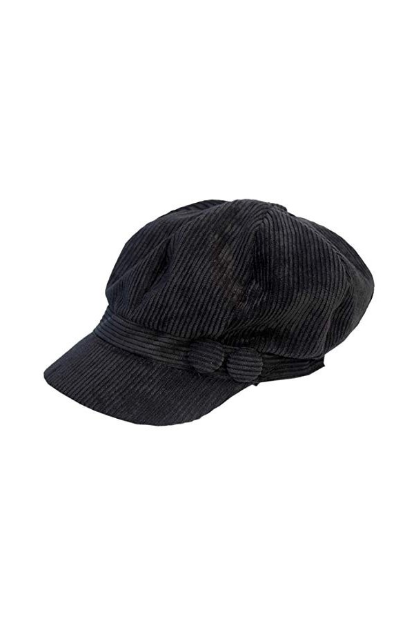 Cool4 Casquette bouquetière en velours côtelé - Casquette chimio - Visière A06, Noir , 58