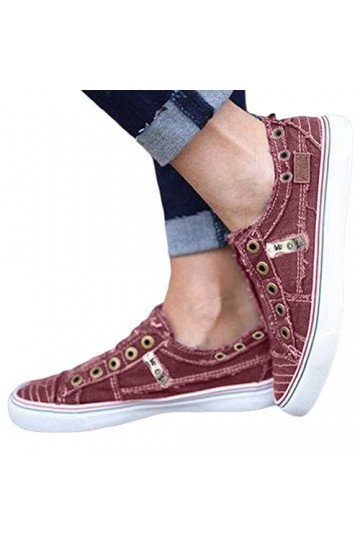 Onsoyours Chaussures pour Femme Lace Up Trainers Chaussures de Sport Dété en Toile Baskets Chaussures de Loisirs Simples Cha