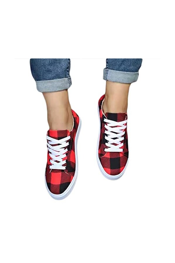 Onsoyours Chaussures pour Femme Lace Up Trainers Chaussures de Sport Dété en Toile Baskets Chaussures de Loisirs Simples Cha