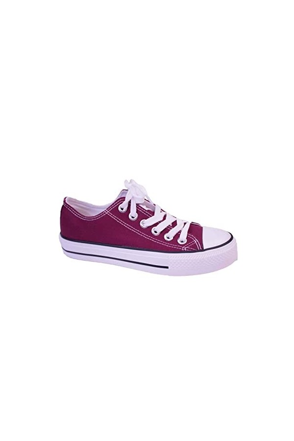 Primtex Baskets Toile Tennis Femme Semelle Caoutchouc Blanc,Bordeaux,Noir,Bleu Marine,Jaune,Kaki