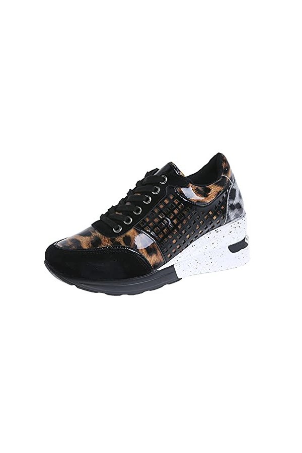 ALCRISP Chaussures de Sport Semelle compensée Femme décontractées et Confortable Grande Taille Pas Cher Printemps Automne Cas