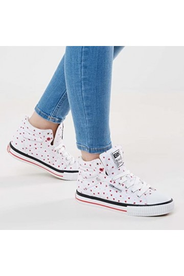 British Knights Femme Dee Basket, Points Blancs, cœurs Rouges, 37 EU