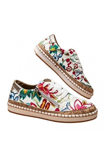 Chaussures pour Femmes, Femmes Décontractées Antidérapantes Couleur Assortie en Dentelle Baskets Basses Plates Chaussures De 