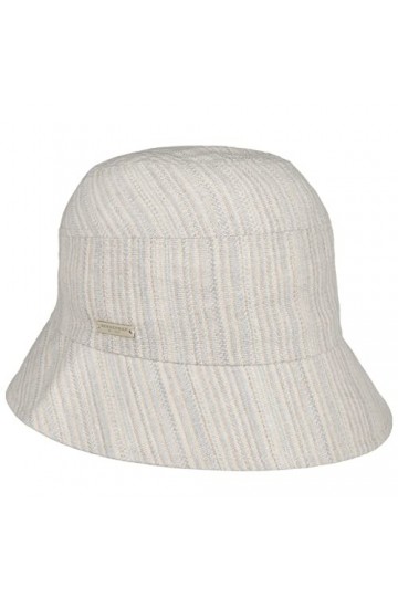 Seeberger Chapeau en Tissu Fine Stripes Chapeau dété Chapeau pour Femme Taille Unique - Bleu Clair 