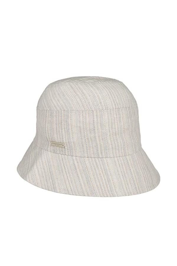 Seeberger Chapeau en Tissu Fine Stripes Chapeau dété Chapeau pour Femme Taille Unique - Bleu Clair 