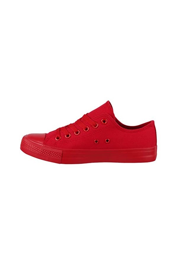 Elara Unisexes Baskets en Textile Low Top Chunkyrayan ,All Red,40 EU