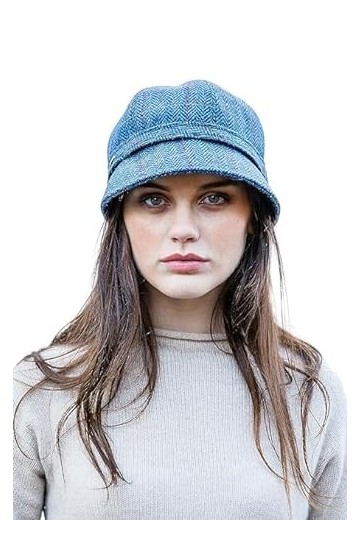 Mucros Weavers Chapeau à rabat pour femme en tweed fabriqué en Irlande, bleu ciel, Taille unique