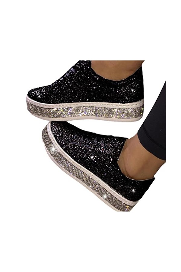 tinetill Baskets Femmes Paillettes Sneaker Paillettes sans Lacet Chaussures de Sport Chaussures décontractées Confortables Ch