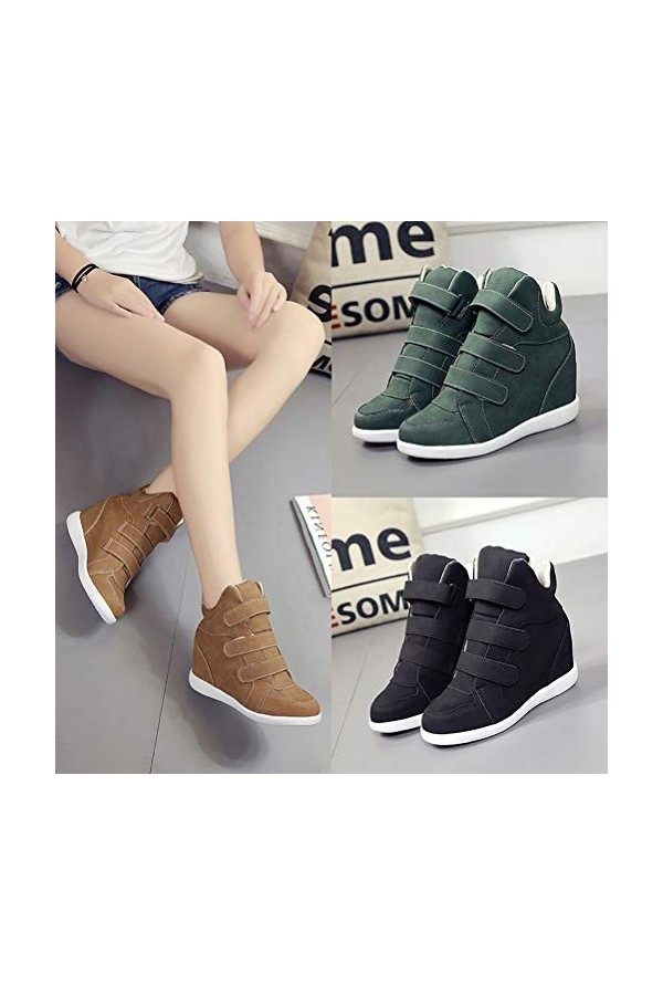 shownicer Femme Talon Compensé Plateforme Bottillon Élégant Baskets Mode Chaussures Respirantes Chaud Sneakers Chaussure de S