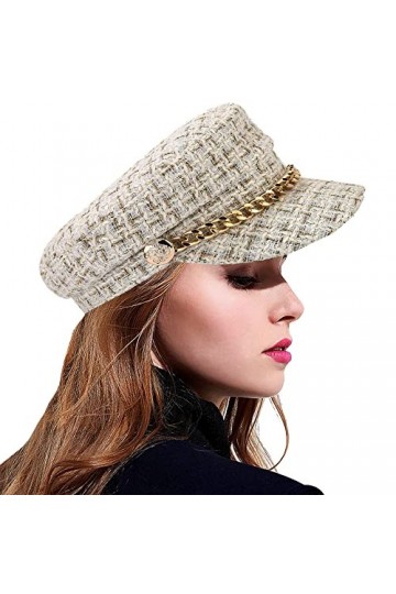UTOWO Casquette dhiver Classique en Tweed pour Femme - Blanc - Taille M
