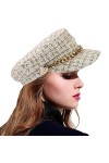 UTOWO Casquette dhiver Classique en Tweed pour Femme - Blanc - Taille M