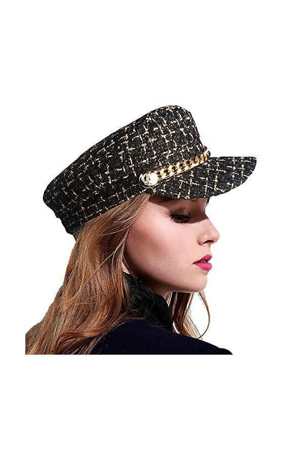 UTOWO Casquette dhiver Classique en Tweed pour Femme - Blanc - Taille M