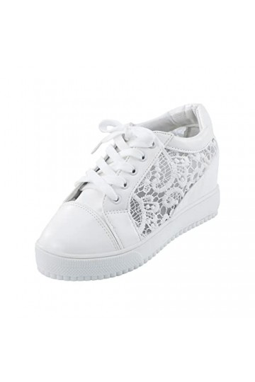 Chaussures De Securite Femmes Baskets Femmes compensées dentelle formateur baskets pour femmes dames plate-forme compensée ch