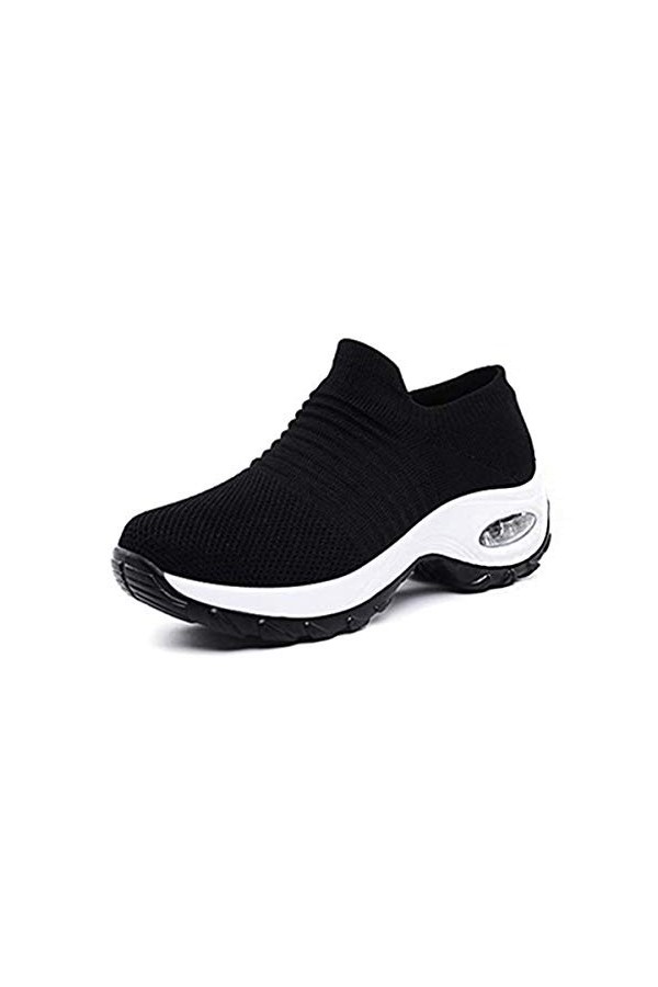 DEBAIJIA Chaussures de Course Maille Femmes Air Outdoor Sport Running Gym Baskets Fitness Respirante Sneakers 40 EU Noir Blan