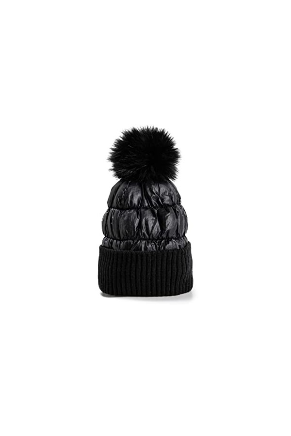 Koton Bonnet côtelé à Pompons, Noir 999 , Taille Unique Femme