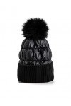 Koton Bonnet côtelé à Pompons, Noir 999 , Taille Unique Femme