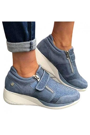 SHADIOA Printemps Chaussures compensées Femme Baskets à glissière Plate-Forme Formateurs Femmes Chaussures décontracté à Lace