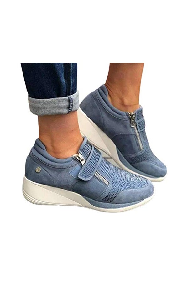 SHADIOA Printemps Chaussures compensées Femme Baskets à glissière Plate-Forme Formateurs Femmes Chaussures décontracté à Lace