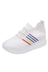 Baskets Mode Femme Sneakers Respirant Mesh Confortable A Lacets Plates Canvas Chaussures De Conseil Casual Sneakers Half-Supp