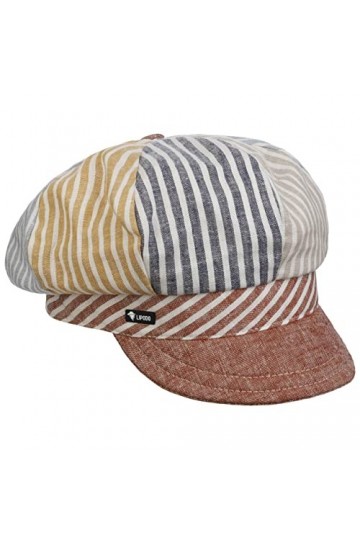 Lipodo Casquette Gavroche Multicolour Stripes Femme - Made in Italy Baker Boy avec étiquette en Lin visière, visière Printemp