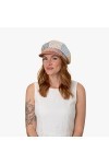 Lipodo Casquette Gavroche Multicolour Stripes Femme - Made in Italy Baker Boy avec étiquette en Lin visière, visière Printemp